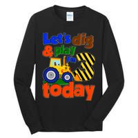 Let's Dig And Play I'm 3 Three Today 3rd Birthday Party Excavator Tall Long Sleeve T-Shirt