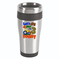Let's Dig And Play I'm 3 Three Today 3rd Birthday Party Excavator 16oz Travel Tumbler