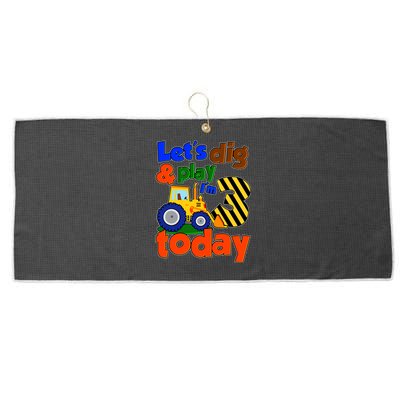 Let's Dig And Play I'm 3 Three Today 3rd Birthday Party Excavator Large Microfiber Waffle Golf Towel