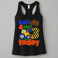 Let's Dig And Play I'm 3 Three Today 3rd Birthday Party Excavator Womens Tank Top