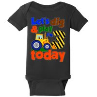 Let's Dig And Play I'm 3 Three Today 3rd Birthday Party Excavator Baby Bodysuit