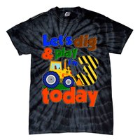 Let's Dig And Play I'm 3 Three Today 3rd Birthday Party Excavator Tie-Dye T-Shirt