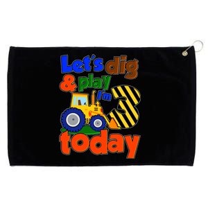 Let's Dig And Play I'm 3 Three Today 3rd Birthday Party Excavator Grommeted Golf Towel