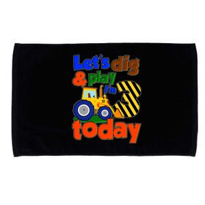 Let's Dig And Play I'm 3 Three Today 3rd Birthday Party Excavator Microfiber Hand Towel