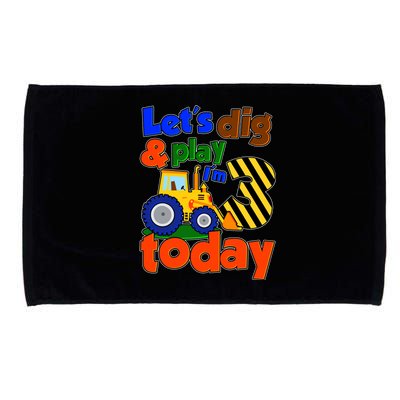 Let's Dig And Play I'm 3 Three Today 3rd Birthday Party Excavator Microfiber Hand Towel