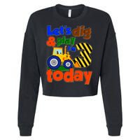 Let's Dig And Play I'm 3 Three Today 3rd Birthday Party Excavator Cropped Pullover Crew