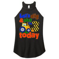 Let's Dig And Play I'm 3 Three Today 3rd Birthday Party Excavator Women's Perfect Tri Rocker Tank