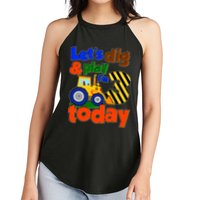 Let's Dig And Play I'm 3 Three Today 3rd Birthday Party Excavator Women's Perfect Tri Rocker Tank