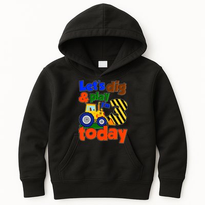 Let's Dig And Play I'm 3 Three Today 3rd Birthday Party Excavator Kids Hoodie