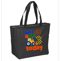 Let's Dig And Play I'm 3 Three Today 3rd Birthday Party Excavator Zip Tote Bag
