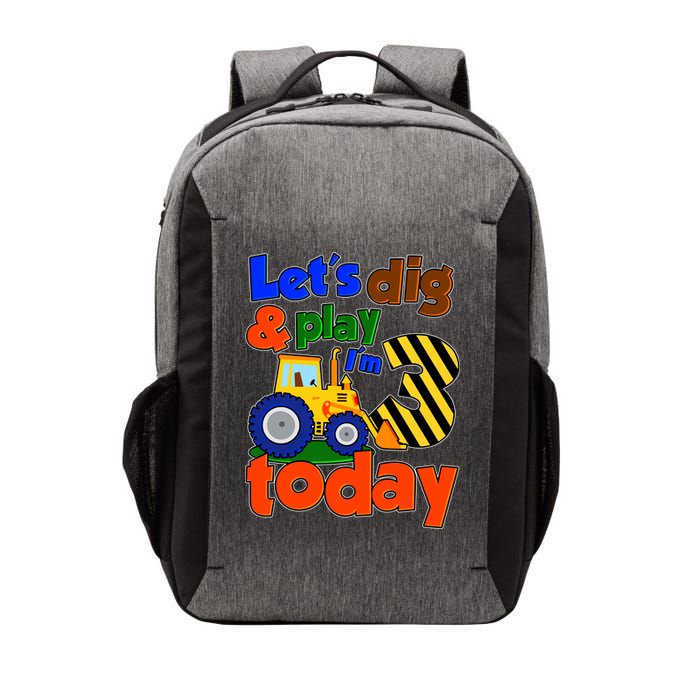 Let's Dig And Play I'm 3 Three Today 3rd Birthday Party Excavator Vector Backpack