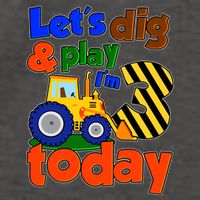 Let's Dig And Play I'm 3 Three Today 3rd Birthday Party Excavator Vector Backpack