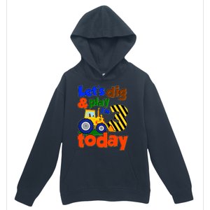 Let's Dig And Play I'm 3 Three Today 3rd Birthday Party Excavator Urban Pullover Hoodie