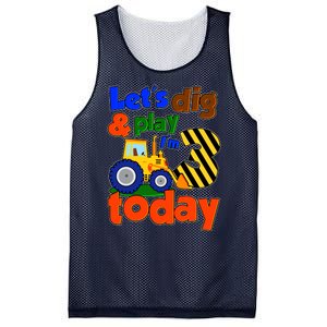 Let's Dig And Play I'm 3 Three Today 3rd Birthday Party Excavator Mesh Reversible Basketball Jersey Tank