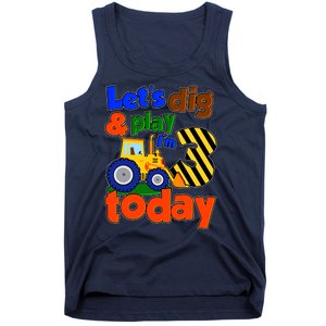 Let's Dig And Play I'm 3 Three Today 3rd Birthday Party Excavator Tank Top