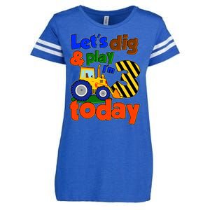 Let's Dig And Play I'm 3 Three Today 3rd Birthday Party Excavator Enza Ladies Jersey Football T-Shirt