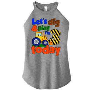 Let's Dig And Play I'm 3 Three Today 3rd Birthday Party Excavator Women's Perfect Tri Rocker Tank