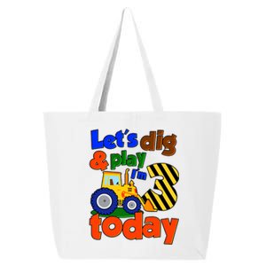 Let's Dig And Play I'm 3 Three Today 3rd Birthday Party Excavator 25L Jumbo Tote