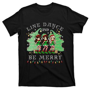 Line Dance And Be Merry Christmas Elf Dancing Holiday Season T-Shirt