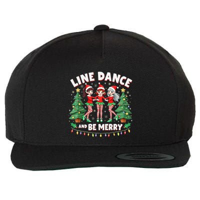 Line Dance And Be Merry Xmas Cute Elf Dancers Graphic Wool Snapback Cap