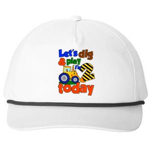 Let's Dig And Play I'm 2 Two Today 2nd Birthday Party Excavator Snapback Five-Panel Rope Hat