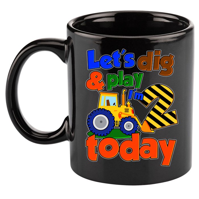 Let's Dig And Play I'm 2 Two Today 2nd Birthday Party Excavator 11oz C Handle Ceramic Mug