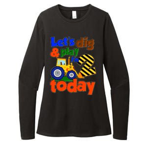 Let's Dig And Play I'm 2 Two Today 2nd Birthday Party Excavator Womens CVC Long Sleeve Shirt