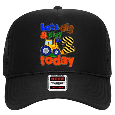 Let's Dig And Play I'm 2 Two Today 2nd Birthday Party Excavator Trucker Hat