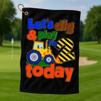 Let's Dig And Play I'm 2 Two Today 2nd Birthday Party Excavator Golf Towel