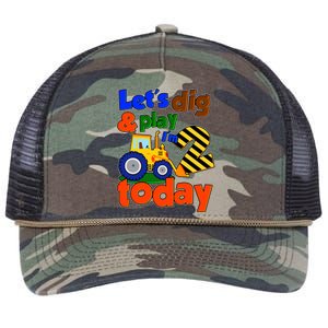 Let's Dig And Play I'm 2 Two Today 2nd Birthday Party Excavator Retro Rope Trucker Hat Cap