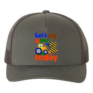 Let's Dig And Play I'm 2 Two Today 2nd Birthday Party Excavator Yupoong Adult 5-Panel Trucker Hat