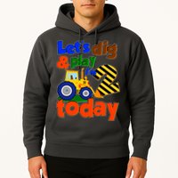 Let's Dig And Play I'm 2 Two Today 2nd Birthday Party Excavator Hoodie