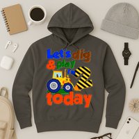 Let's Dig And Play I'm 2 Two Today 2nd Birthday Party Excavator Hoodie