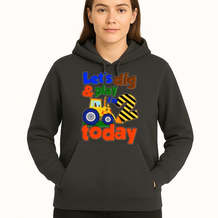Let's Dig And Play I'm 2 Two Today 2nd Birthday Party Excavator Hoodie