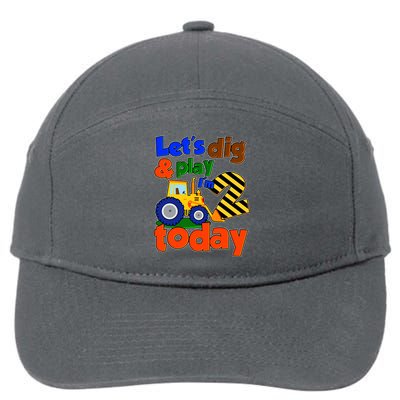Let's Dig And Play I'm 2 Two Today 2nd Birthday Party Excavator 7-Panel Snapback Hat