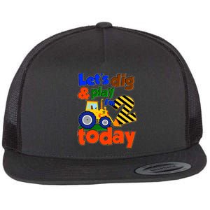 Let's Dig And Play I'm 2 Two Today 2nd Birthday Party Excavator Flat Bill Trucker Hat