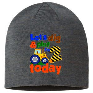 Let's Dig And Play I'm 2 Two Today 2nd Birthday Party Excavator Sustainable Beanie