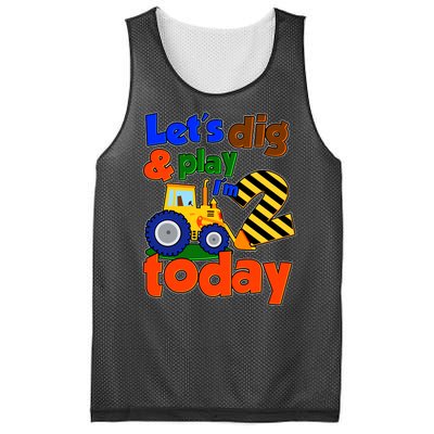 Let's Dig And Play I'm 2 Two Today 2nd Birthday Party Excavator Mesh Reversible Basketball Jersey Tank