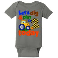 Let's Dig And Play I'm 2 Two Today 2nd Birthday Party Excavator Baby Bodysuit