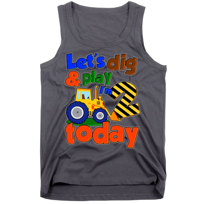 Let's Dig And Play I'm 2 Two Today 2nd Birthday Party Excavator Tank Top