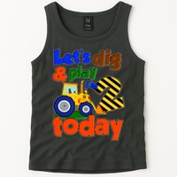 Let's Dig And Play I'm 2 Two Today 2nd Birthday Party Excavator Tank Top