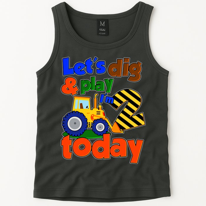 Let's Dig And Play I'm 2 Two Today 2nd Birthday Party Excavator Tank Top