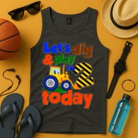 Let's Dig And Play I'm 2 Two Today 2nd Birthday Party Excavator Tank Top