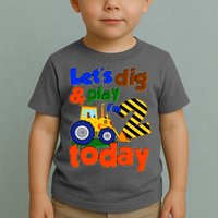 Let's Dig And Play I'm 2 Two Today 2nd Birthday Party Excavator Toddler T-Shirt