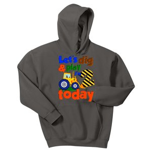 Let's Dig And Play I'm 2 Two Today 2nd Birthday Party Excavator Kids Hoodie