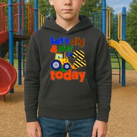 Let's Dig And Play I'm 2 Two Today 2nd Birthday Party Excavator Kids Hoodie