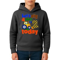 Let's Dig And Play I'm 2 Two Today 2nd Birthday Party Excavator Kids Hoodie