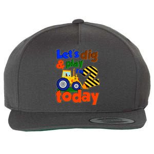 Let's Dig And Play I'm 2 Two Today 2nd Birthday Party Excavator Wool Snapback Cap