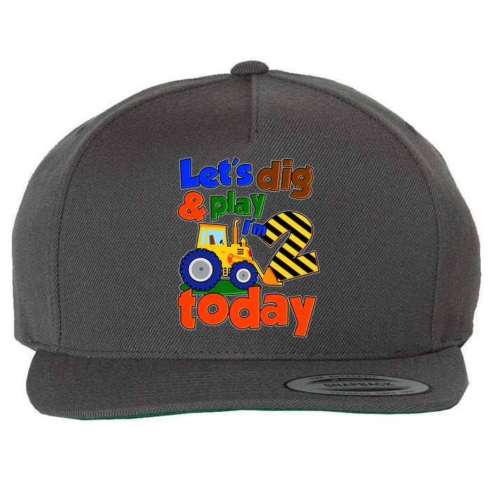 Let's Dig And Play I'm 2 Two Today 2nd Birthday Party Excavator Wool Snapback Cap