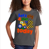 Let's Dig And Play I'm 2 Two Today 2nd Birthday Party Excavator Kids T-Shirt